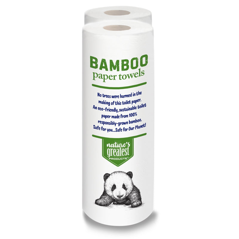 Bamboo Paper Towels - Kitchen Paper Towel w/ 6 x 2-Ply Kitchen Rolls -  Washable Paper Towels for Kitchen, Absorbent Towel Kitchen Roll -  Biodegradable