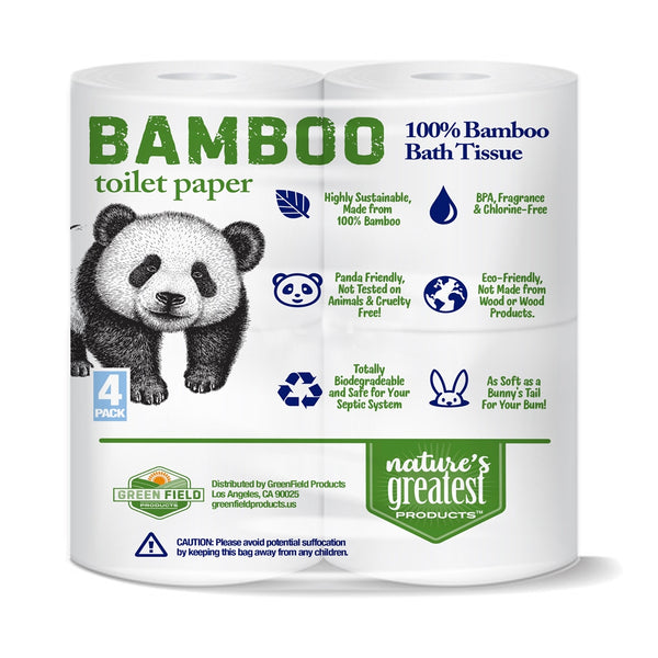 100% Bamboo & Sugarcane Toilet Paper, 2 Ply, 300 Sheets, 4 Rolls