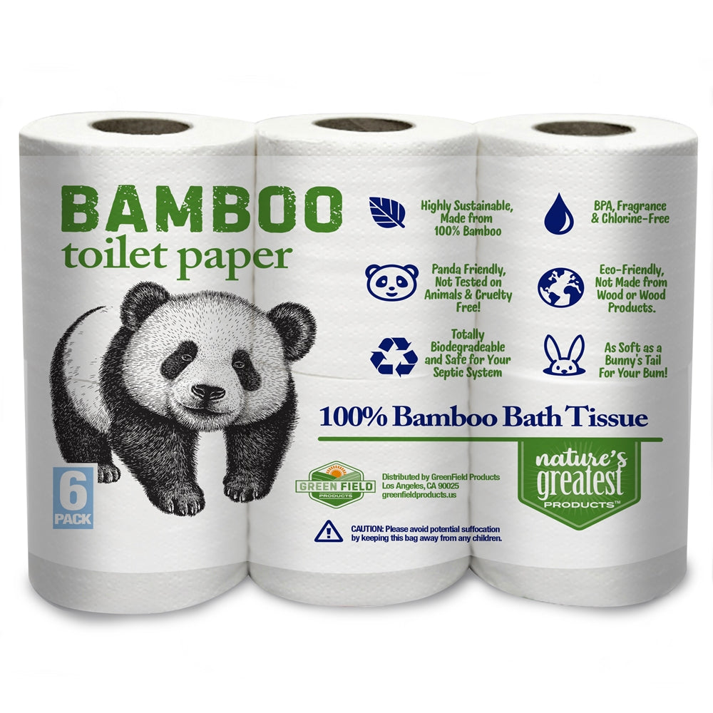 100% Bamboo & Sugarcane Toilet Paper, 2 Ply, 300 Sheets, 6 Rolls ...